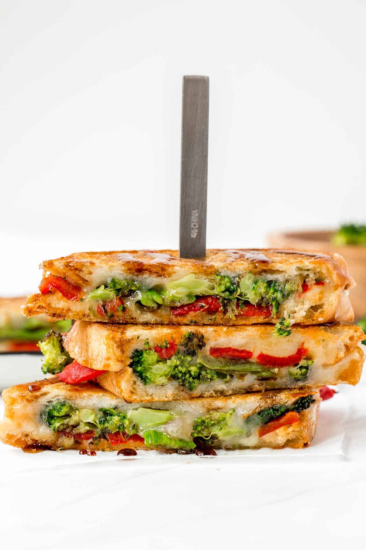 Gourmet Roasted Broccoli Grilled Cheese with Epic Cheese Pull